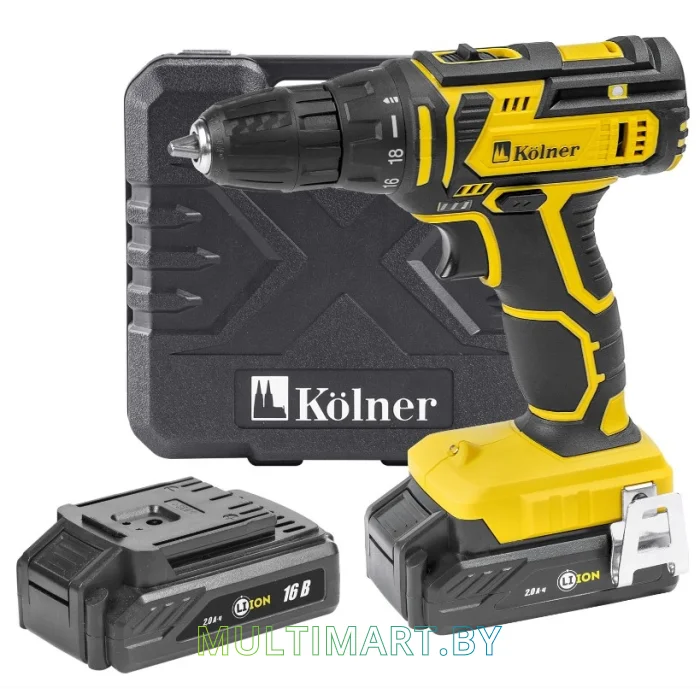 Дрель-шуруповерт Kolner KCD 16-2LC (с 2-мя АКБ, кейс)